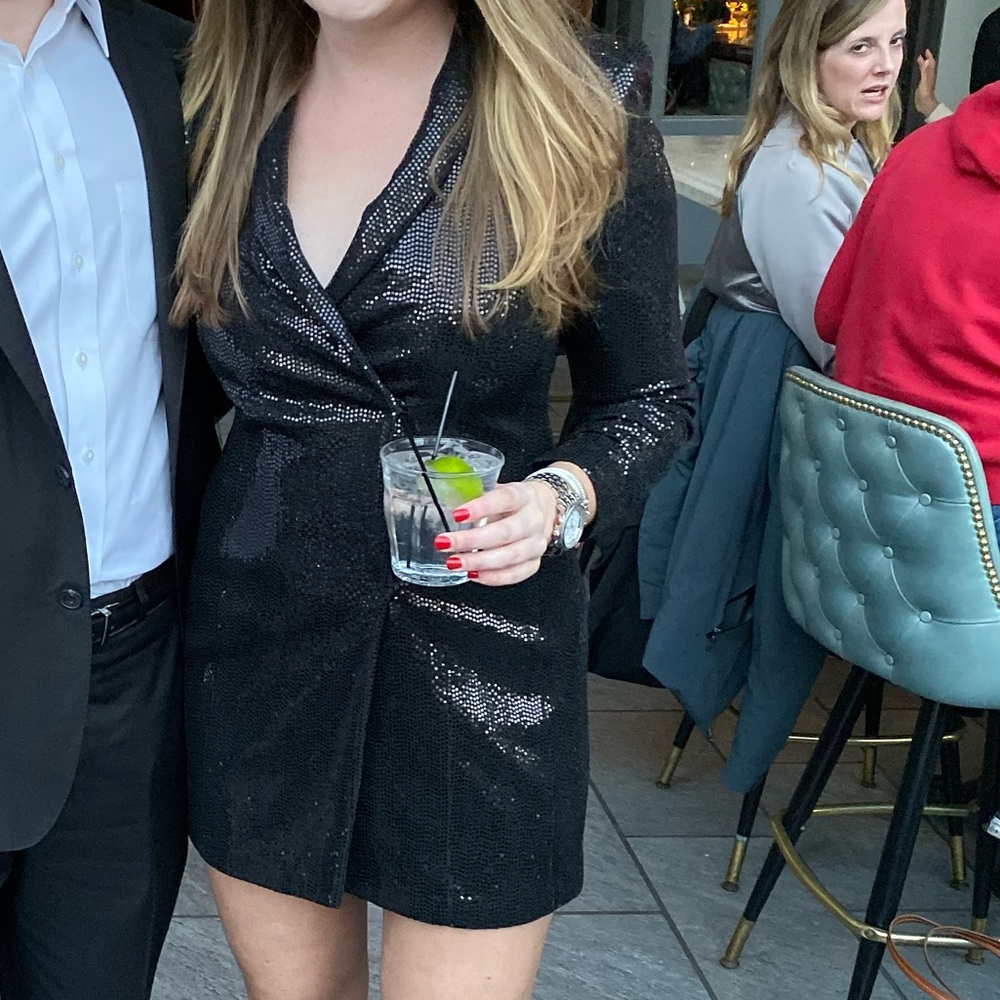 Black Sequin Blazer Dress - Picture 4 of 4